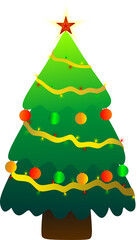 cute shiny green christmas tree vector illustration