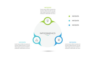 Infographic labels with icons and 3 options or steps. Suitable for process diagrams, presentations, workflow layouts, banners, flow charts, and infographics.