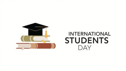 International students day with graduation cap and books
