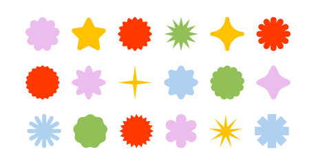 Starburst sticker badge. Star round label for pricing. Circle tag for promotional design