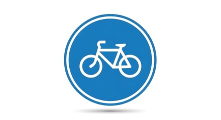 Fototapeta premium Mandatory Bicycle Lane Sign Icon - Blue Circle with White Bike Symbol for Cycling Paths and Traffic Regulations