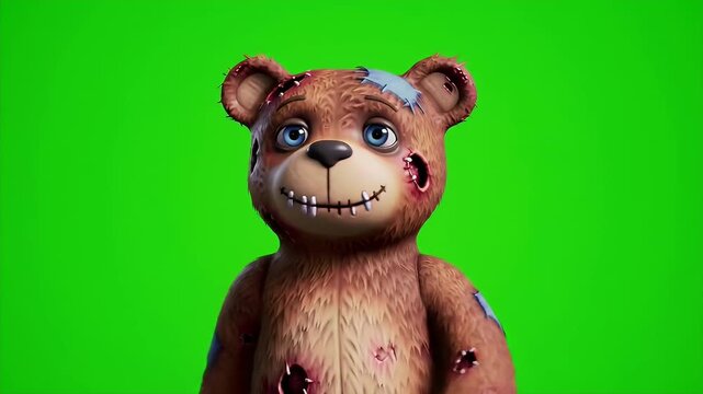 Animated Stuffed Animal Character on Green Screen for Compositing