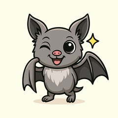 Winking joyful cartoon bat mascot design