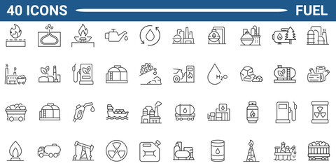 Fuel line editable icon set. Icons for mobile app, web. Editable stroke. Vector illustration. Pictogram modern. 