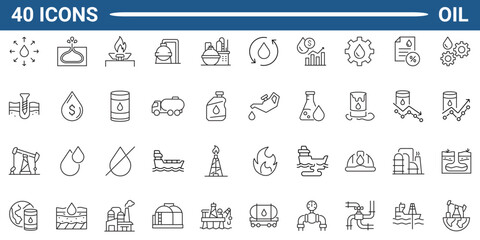 Oil Industry line editable icon set. Oil Industry icons Pixel perfect. Editable stroke. Vector illustration