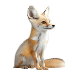 Obraz premium Red fox isolated on white background standing alert with detailed fur texture