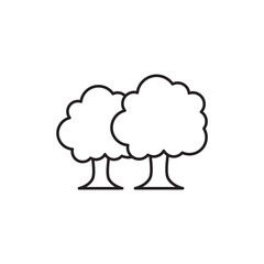 Two Trees Outline Icon for Forest Park Environment