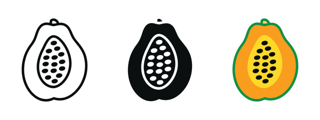 Half papaya icon vector. fruit graphics for healthy eating and culinary symbol. vector illustration.