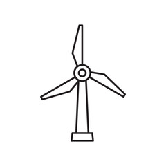 Wind Turbine Outline Icon for Renewable Green Energy