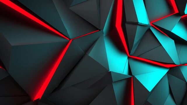 Abstract geometric pattern with glowing red and turquoise lines