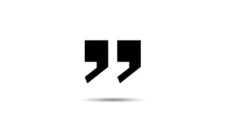 Black double quotation marks icon on a white background with a subtle shadow.