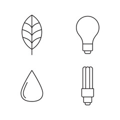Set of Four Line Ecology Icons Green Energy Solutions