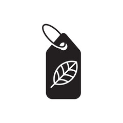 Eco Friendly Price Tag Solid Icon with Leaf Symbol