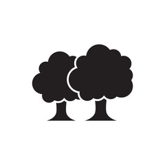 Set of Two Trees Solid Glyph Icon Forest Nature