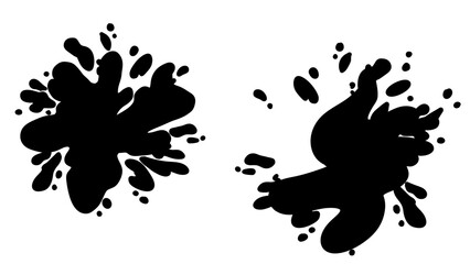 Black Ink Splatter Blobs PNG Transparent Background | Hand Drawn Paint Splash Grunge Element Set | Abstract Stain Overlay

