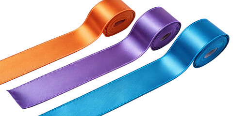 "Colorful Satin Ribbons Close-Up on Transparent Background"
"Vibrant Orange, Purple, and Blue Satin Ribbon Textures"