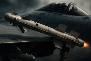Military Fighter Jet Launching Air-to-Air Missile
