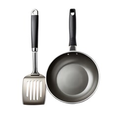 Black cast iron frying pan isolated on white background, a kitchen cooking utensil for frying foodBlack cast iron frying pan isolated on white background, a kitchen cooking utensil for frying food