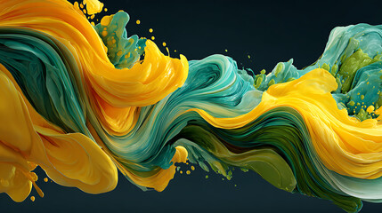 creating fluid shapes design abstract dark emphasizes turquoise, blend, vibrant modern background yellow, gradients forms, green flowing element 76574838 1