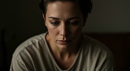 Portrait of a woman conveying emotion, capturing a sense of sadness and introspection in low key