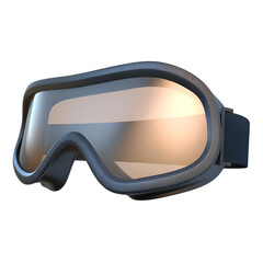A pair of ski goggles with anti-fog lenses, isolated on transparent background