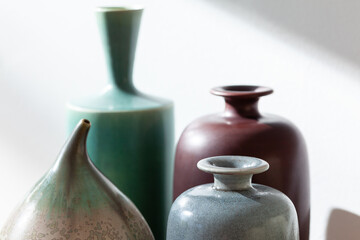 Midcentury ceramics in different shapes and glazes