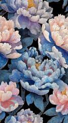 Detailed Ornate Flower Illustration on Black Background