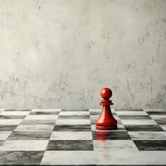 Dynamic Red Chess Piece on a Chessboard