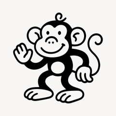 Playful cartoon monkey waving hello.