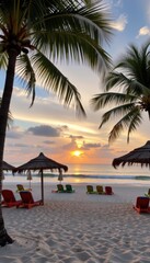 Tropical Beach Sunset Relaxing Scene Exotic Location Nature Photography Serene Atmosphere Peaceful View