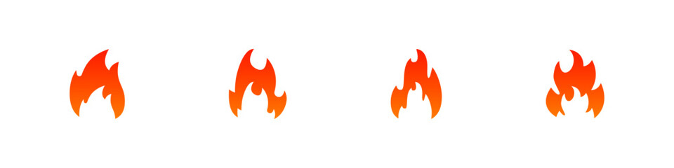 Flame icons. Fire vector set. Campfire icon set. Flame silhouette sign. Fire icon vector set.