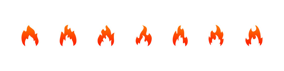 Flame icons. Fire vector set. Campfire icon set. Flame silhouette sign. Fire icon vector set.
