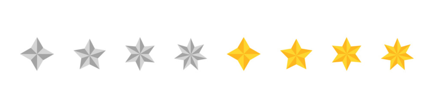 Golden star. set Silver star icon set. Isolated star shape vector set.