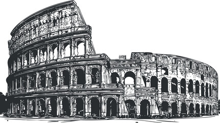 Illustration of the iconic Colosseum in Rome showcasing its architectural beauty and historical significance..