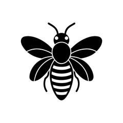a black bee is isolated on white background silhouette
