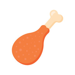 Fried chicken leg flat vector illustration on white background