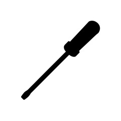 a black screwdriver is isolated on white background