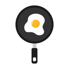 Fried egg on a frying pan flat vector illustration