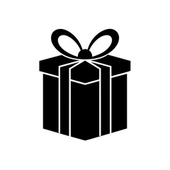 christmas gift box silhouette black vector icon style