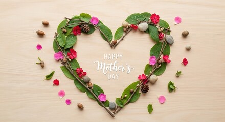Heart-Shaped Mother's Day Arrangement with Leaves, Flowers, Acor