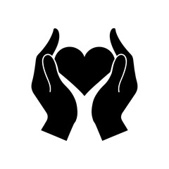 silhouette of two hands forming a heart shape 