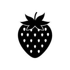 strawberry silhouette black vector icon style simple