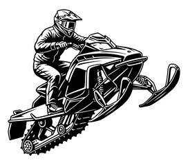 Snowmobile Rider Jumping in Action Silhouette, snowmobile, winter, sport, extreme, jump © VisuaLabArt