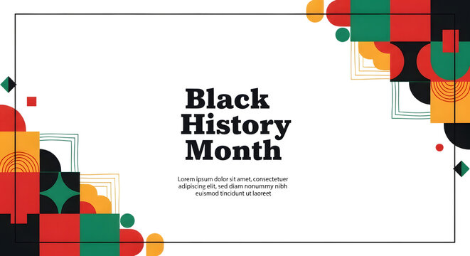 Black history month celebration with abstract geometric shapes and text, isolated on transparent background