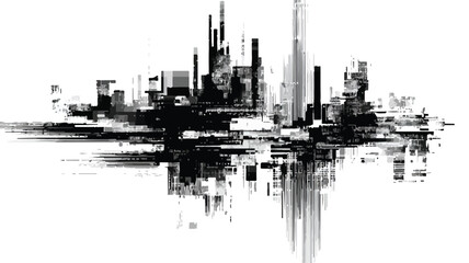 Obraz premium Distorted Abstract Cyber Grungy Forms in Glitch Design Vector Illustration
