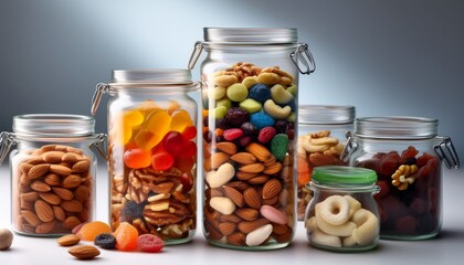 dynamic trail mix and candies in clear packaging