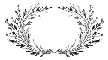Obraz premium Elegant Hand Drawn Wreath and Branches Decoration Design for Artistic Projects