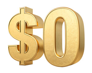 Obraz premium Golden Zero Dollar Symbol Render on Isolated Background Investment Opportunity Financial Crisis No Cost Concept and Promotion