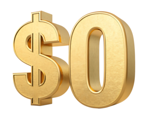 Golden Zero Dollar Symbol Render on Isolated Background Investment Opportunity Financial Crisis No Cost Concept and Promotion
