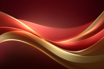 Modern abstract Christmas background, elegant red and gold color scheme, glowing metallic accents, smooth gradients